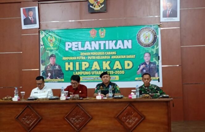 
					Ketua DPD Lantik Pengurus Cabang HIPAKAD Lampung Utara di Aula Makodim 0412/LU
